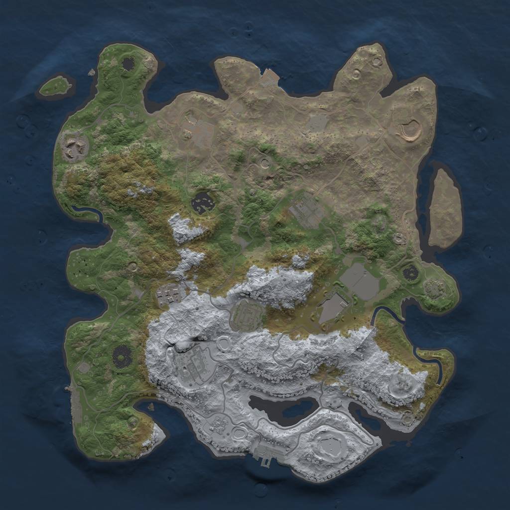 Rust Map: Procedural Map, Size: 3500, Seed: 304597309, 17 Monuments