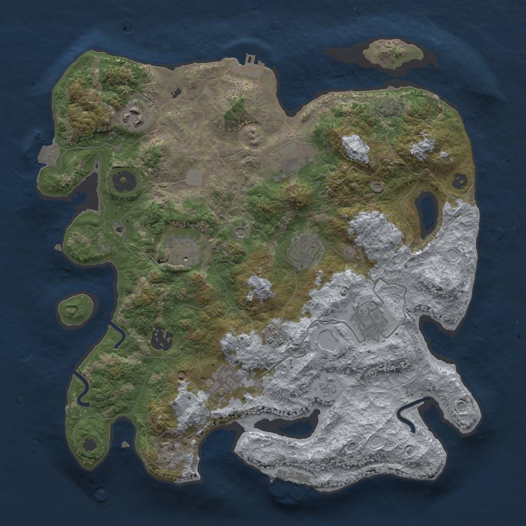 Rust Map: Procedural Map, Size: 3450, Seed: 4416017, 16 Monuments