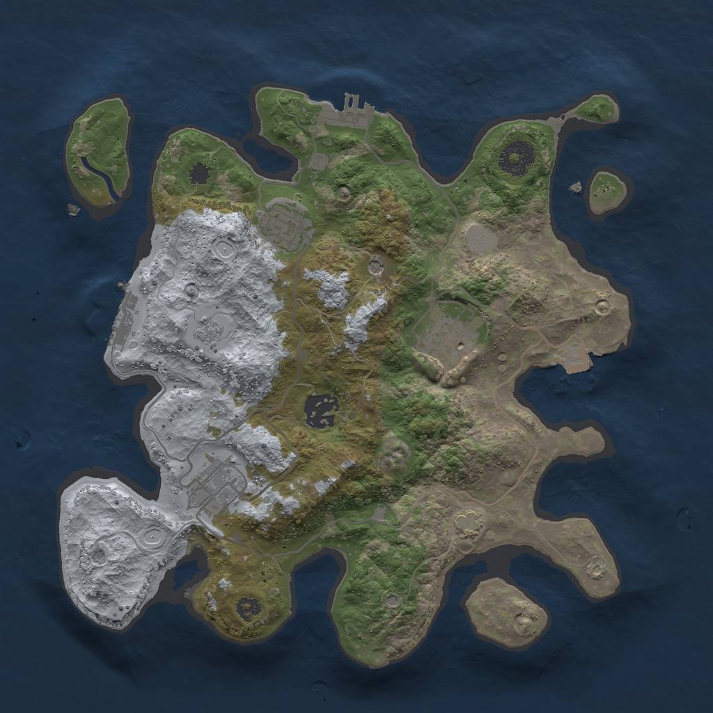 Rust Map: Procedural Map, Size: 3000, Seed: 1845361053, 12 Monuments