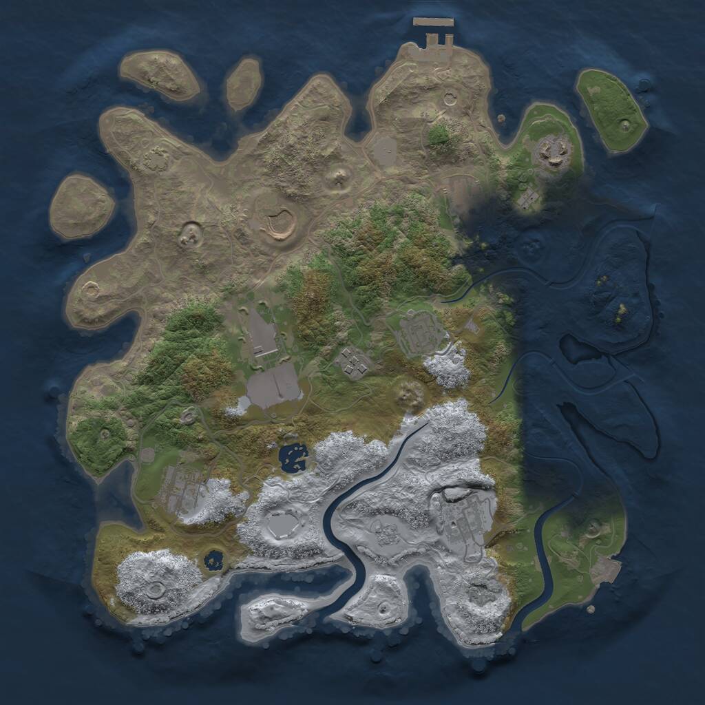 Rust Map: Procedural Map, Size: 3500, Seed: 1886066745, 14 Monuments