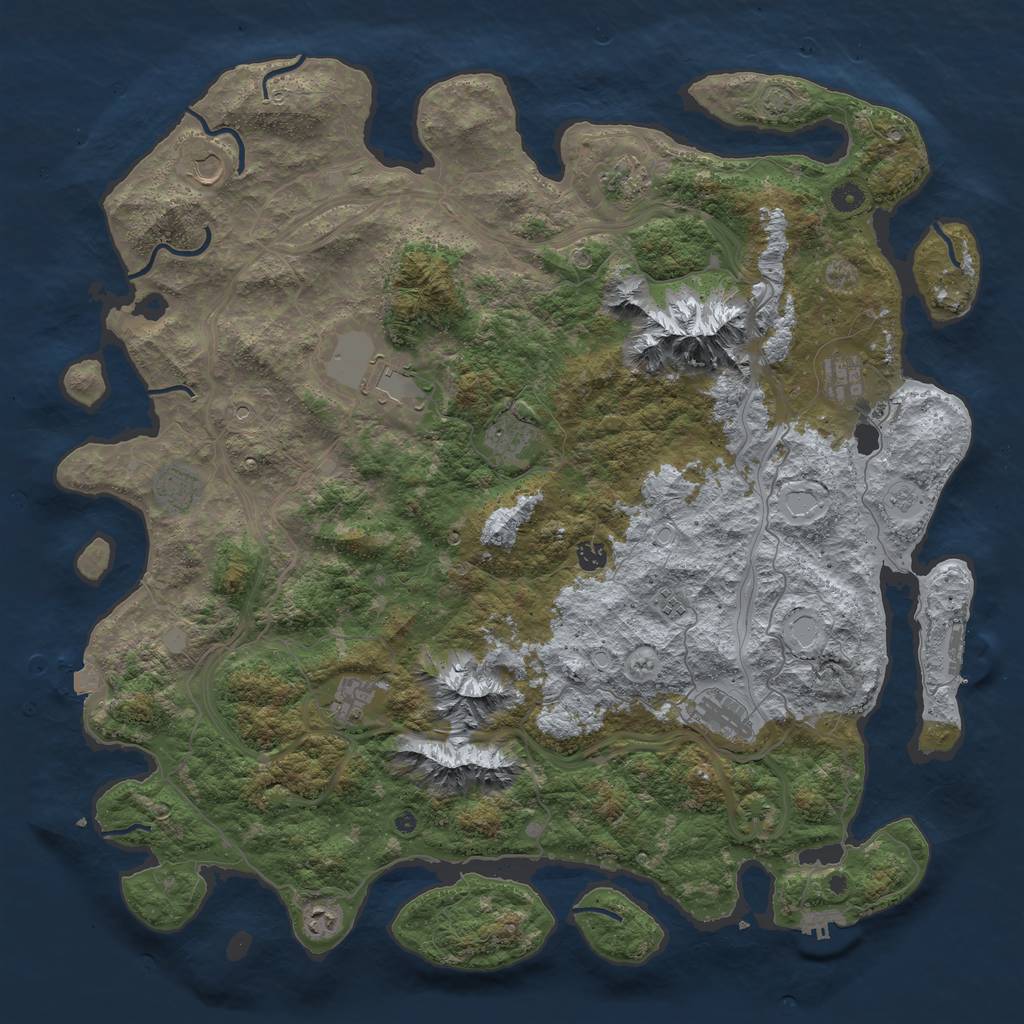 Rust Map: Procedural Map, Size: 5000, Seed: 663823342, 19 Monuments