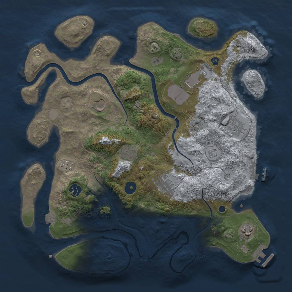 Rust Map: Procedural Map, Size: 3600, Seed: 907136584, 14 Monuments