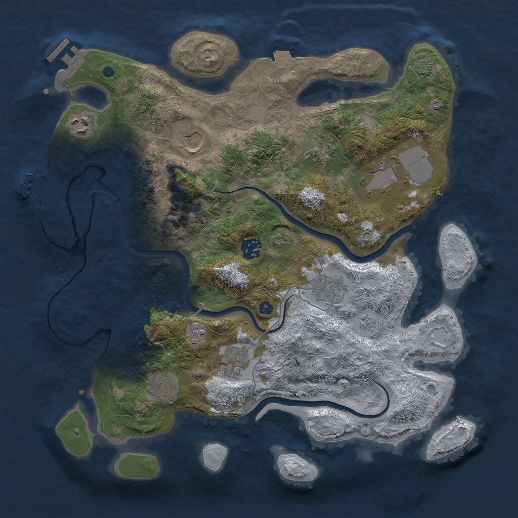 Rust Map: Procedural Map, Size: 3700, Seed: 3623, 15 Monuments