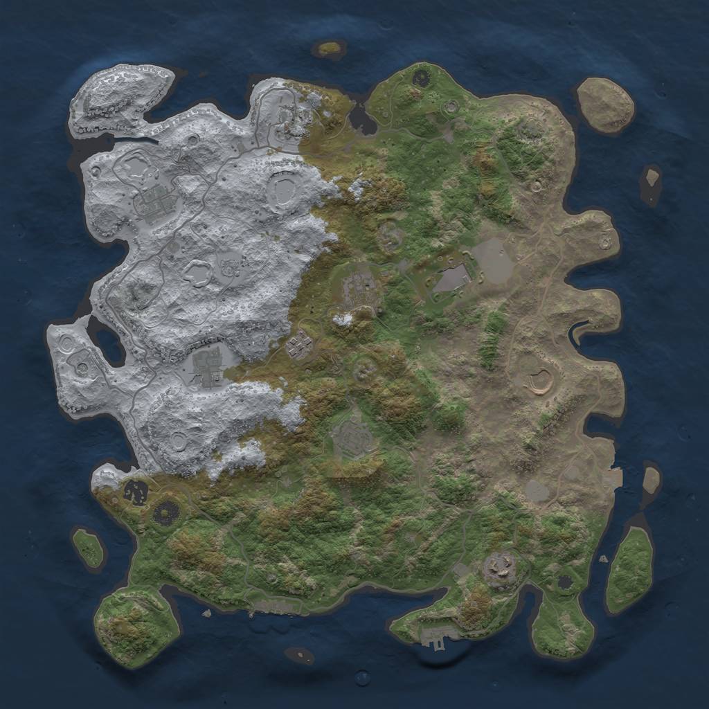 Rust Map: Procedural Map, Size: 4200, Seed: 888753493, 18 Monuments