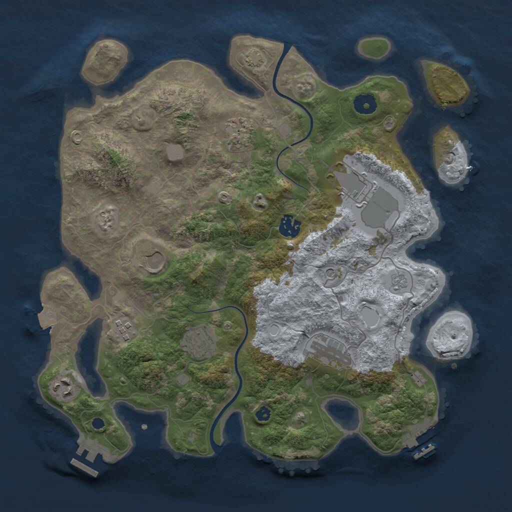 Rust Map: Procedural Map, Size: 3500, Seed: 2145472550, 14 Monuments