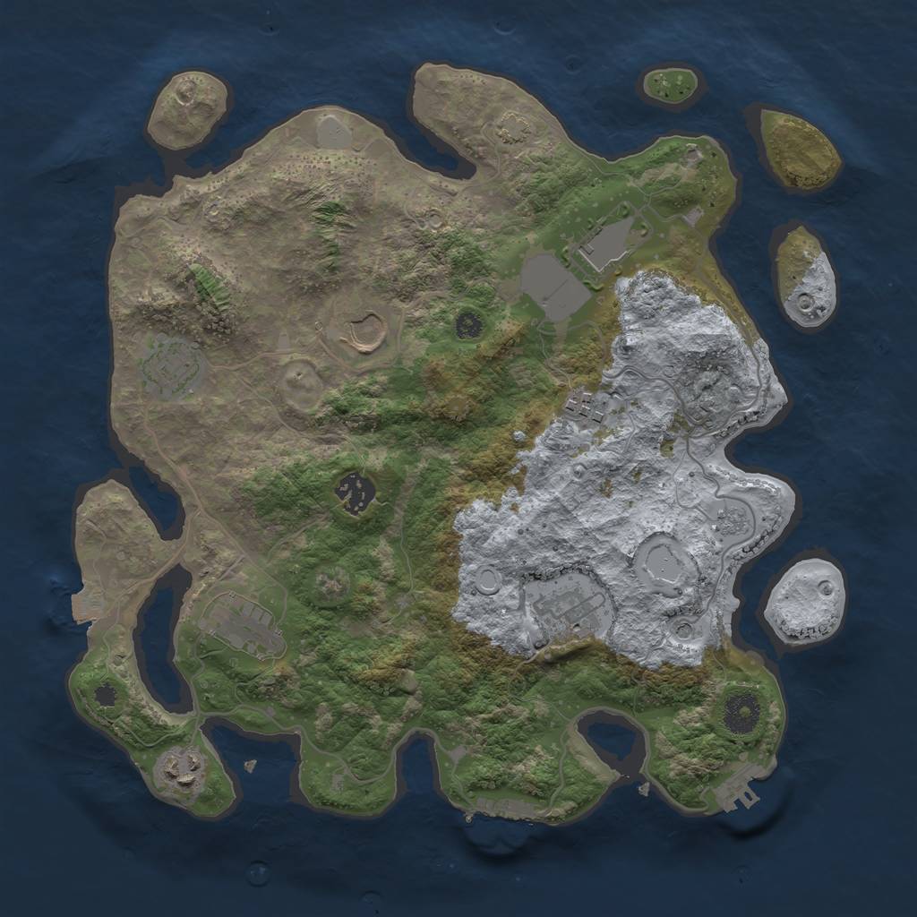 Rust Map: Procedural Map, Size: 3500, Seed: 2145472550, 16 Monuments