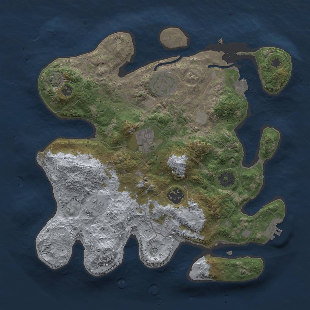 Rust Map: Procedural Map, Size: 3000, Seed: 588793837, 10 Monuments