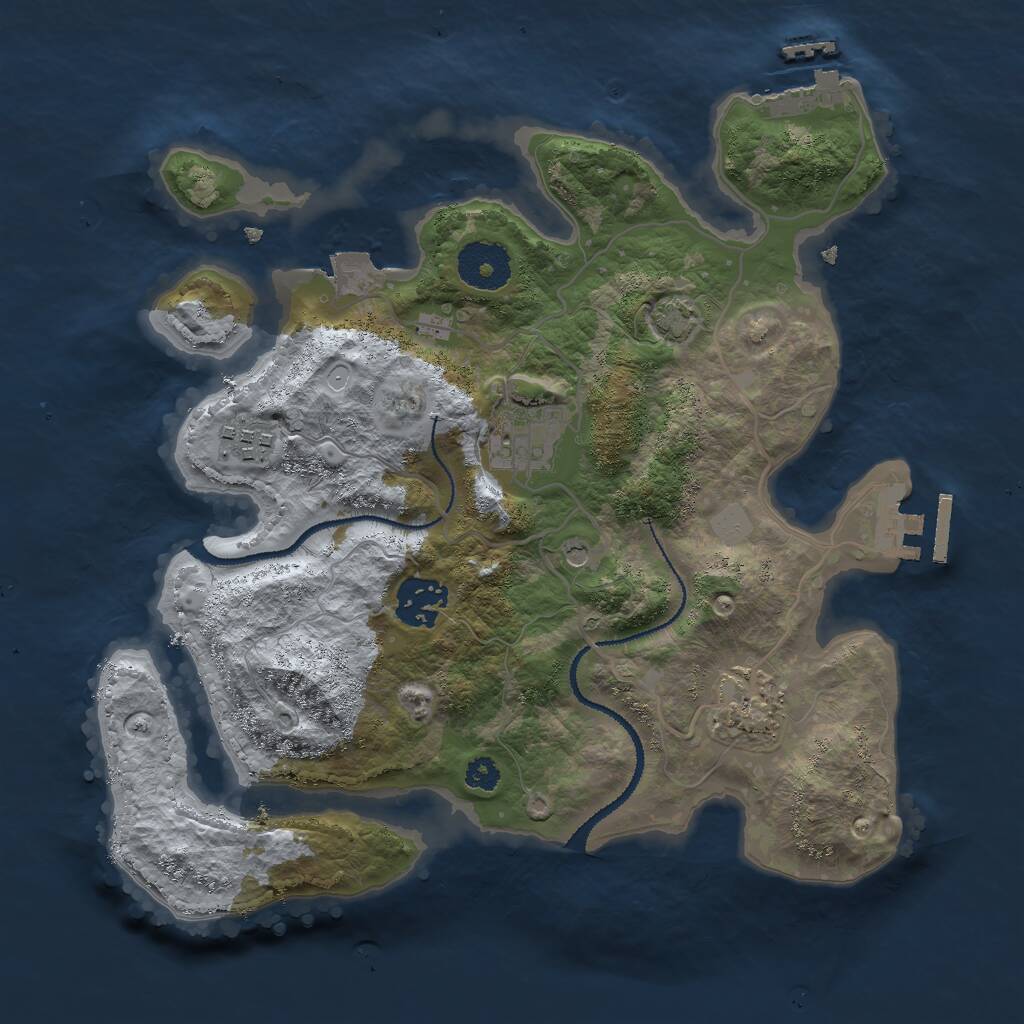 Rust Map: Procedural Map, Size: 3000, Seed: 79729, 9 Monuments
