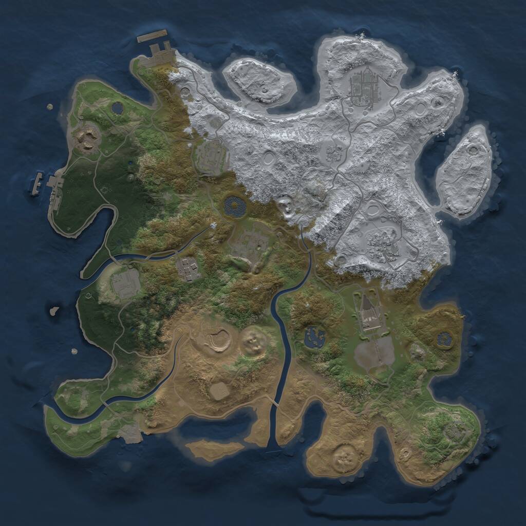 Rust Map: Procedural Map, Size: 3500, Seed: 1989621689, 17 Monuments