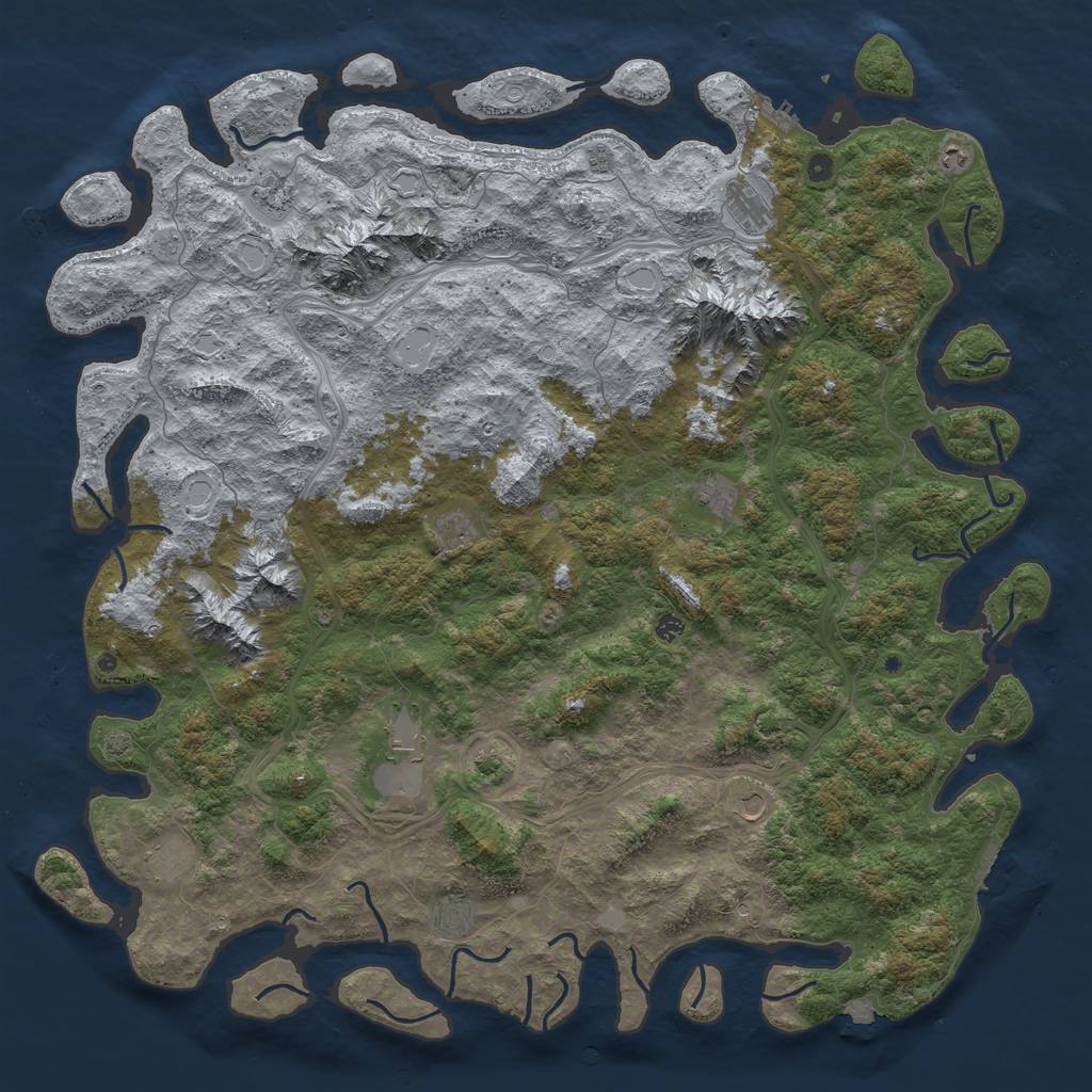 Rust Map: Procedural Map, Size: 6000, Seed: 563252, 19 Monuments