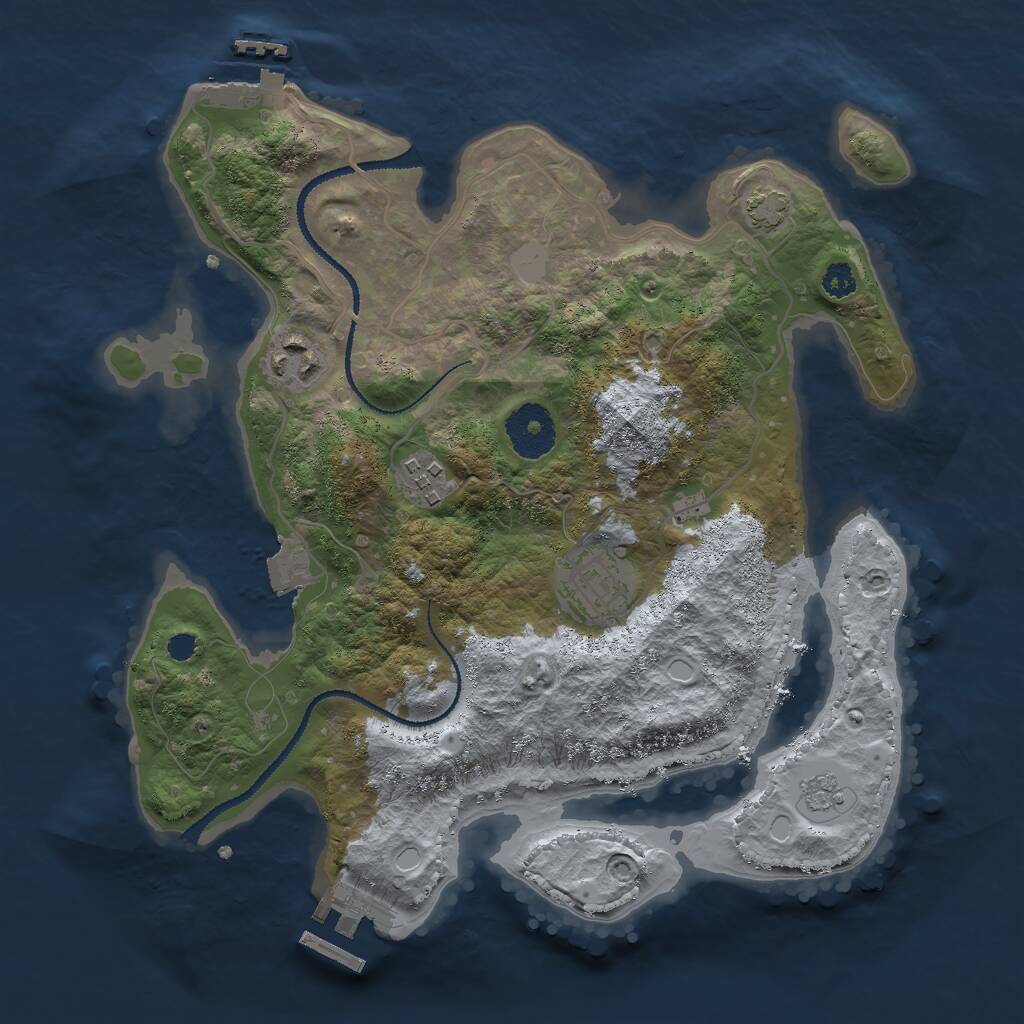 Rust Map: Procedural Map, Size: 3000, Seed: 3201, 8 Monuments