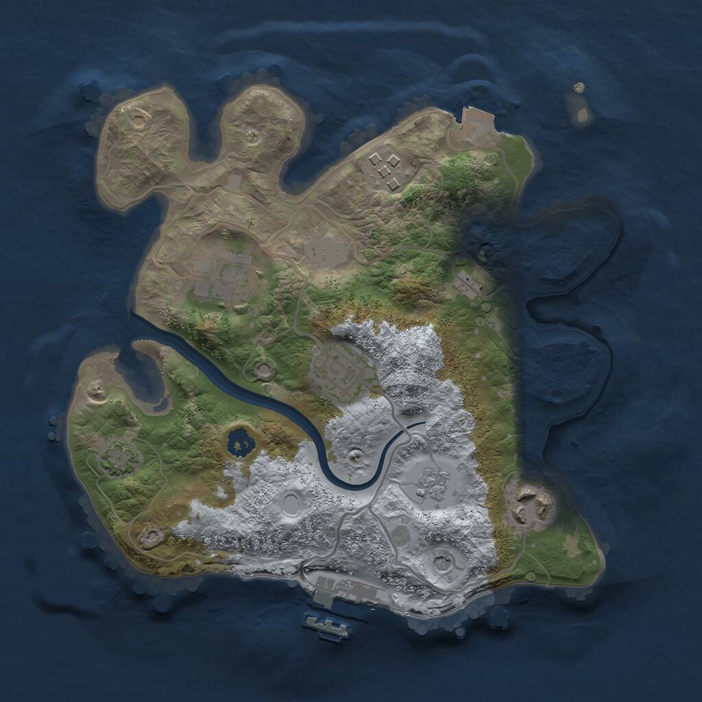 Rust Map: Procedural Map, Size: 2500, Seed: 1842344524, 9 Monuments
