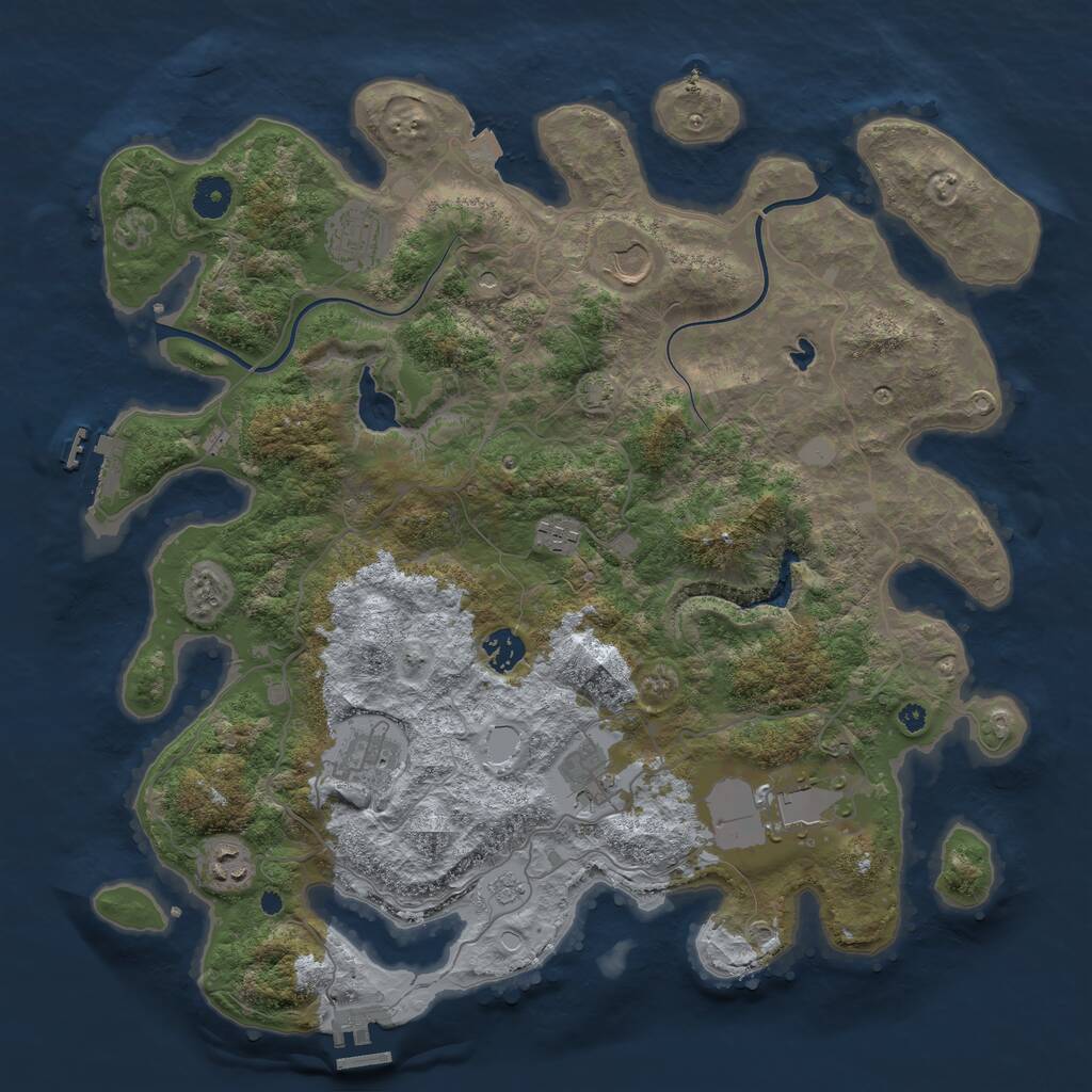Rust Map: Procedural Map, Size: 4000, Seed: 2134237033, 14 Monuments