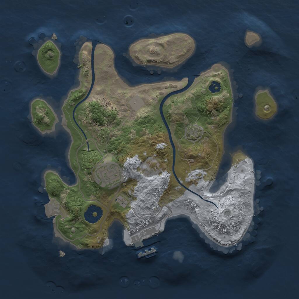 Rust Map: Procedural Map, Size: 2500, Seed: 13002417, 4 Monuments