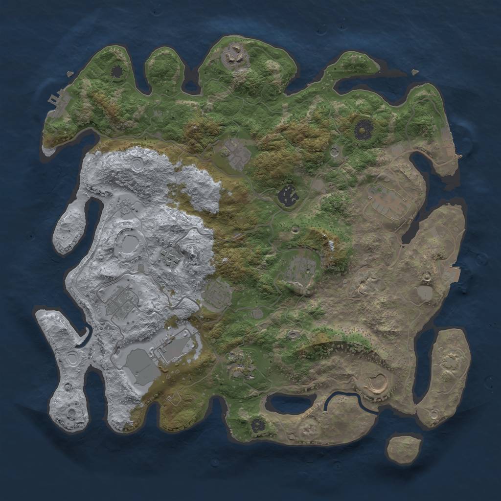 Rust Map: Procedural Map, Size: 3700, Seed: 1973890588, 19 Monuments