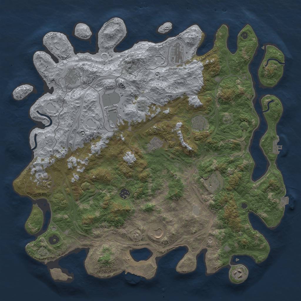 Rust Map: Procedural Map, Size: 4500, Seed: 498011554, 19 Monuments