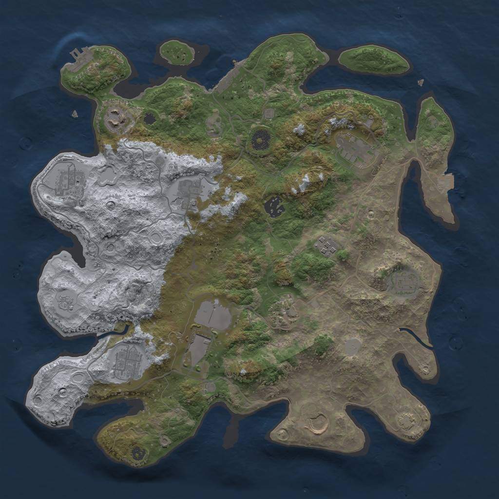 Rust Map: Procedural Map, Size: 3700, Seed: 716938157, 19 Monuments