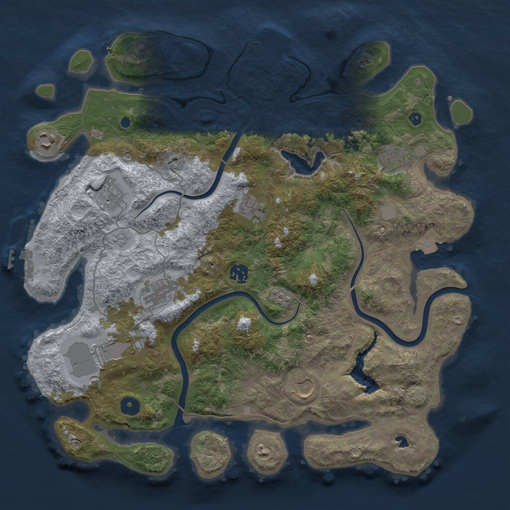 Rust Map: Procedural Map, Size: 4000, Seed: 1235132451, 15 Monuments