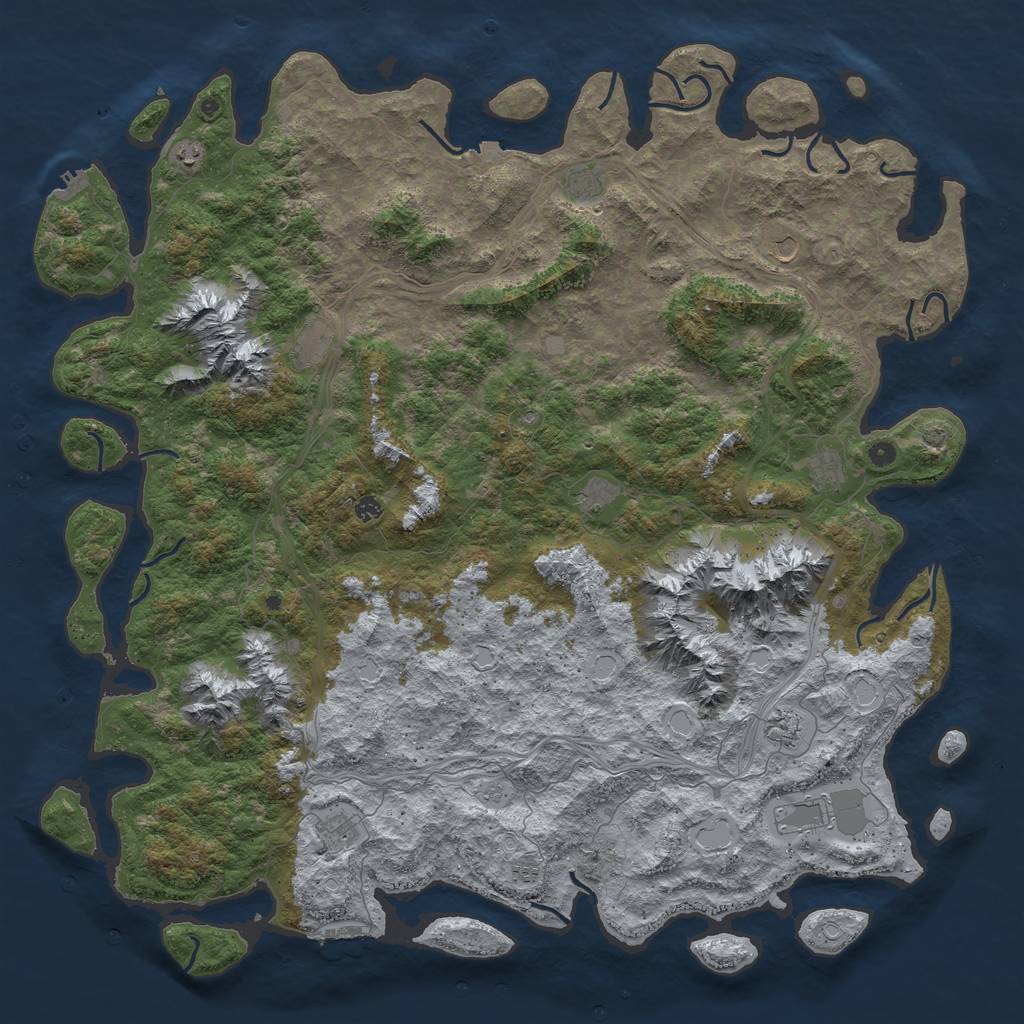 Rust Map: Procedural Map, Size: 6000, Seed: 210307175, 19 Monuments