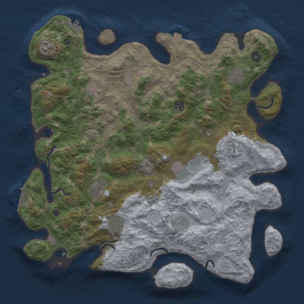 Rust Map: Procedural Map, Size: 4250, Seed: 942083872, 18 Monuments