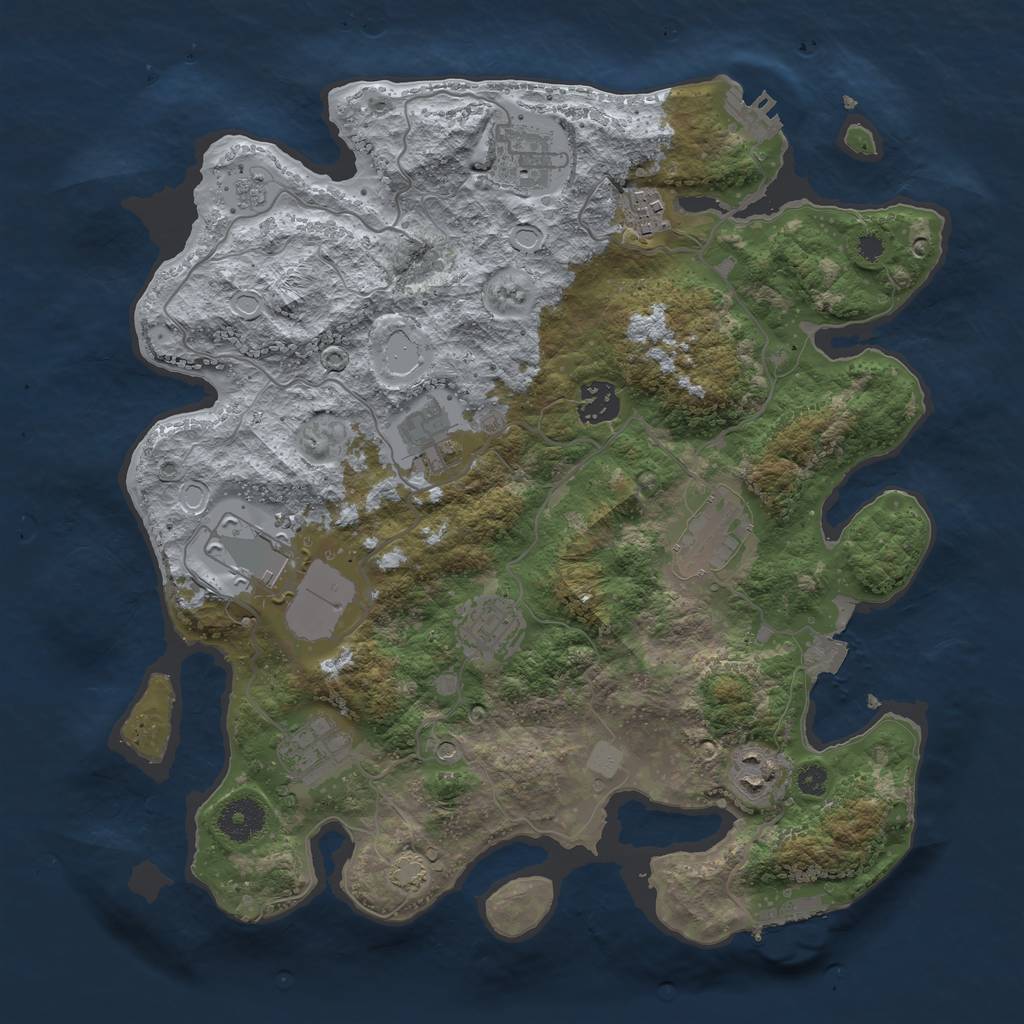 Rust Map: Procedural Map, Size: 3500, Seed: 73641, 17 Monuments