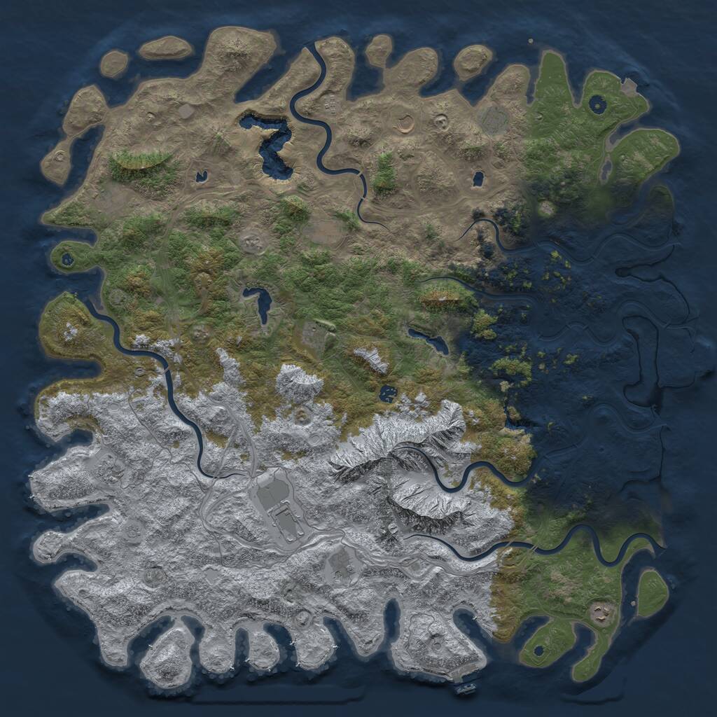 Rust Map: Procedural Map, Size: 6000, Seed: 95760242, 17 Monuments