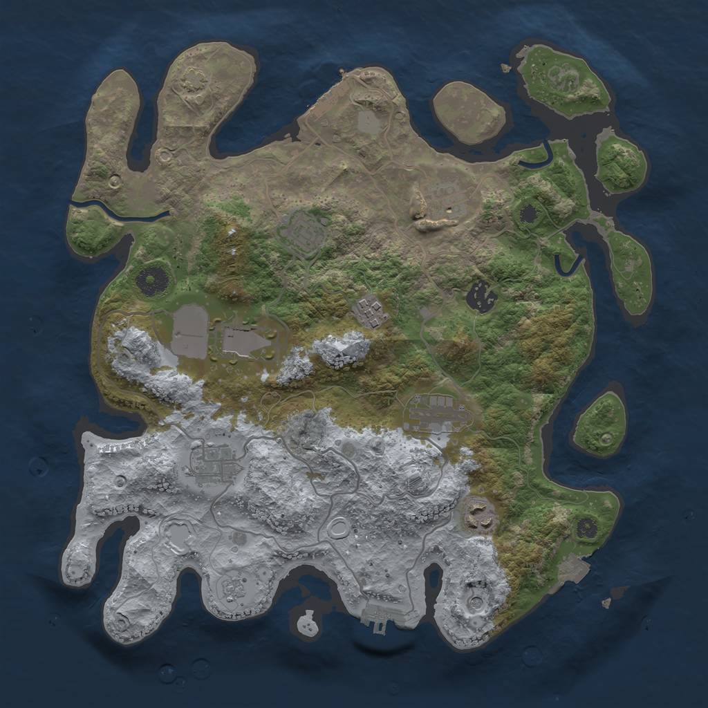 Rust Map: Procedural Map, Size: 3500, Seed: 1511610665, 16 Monuments