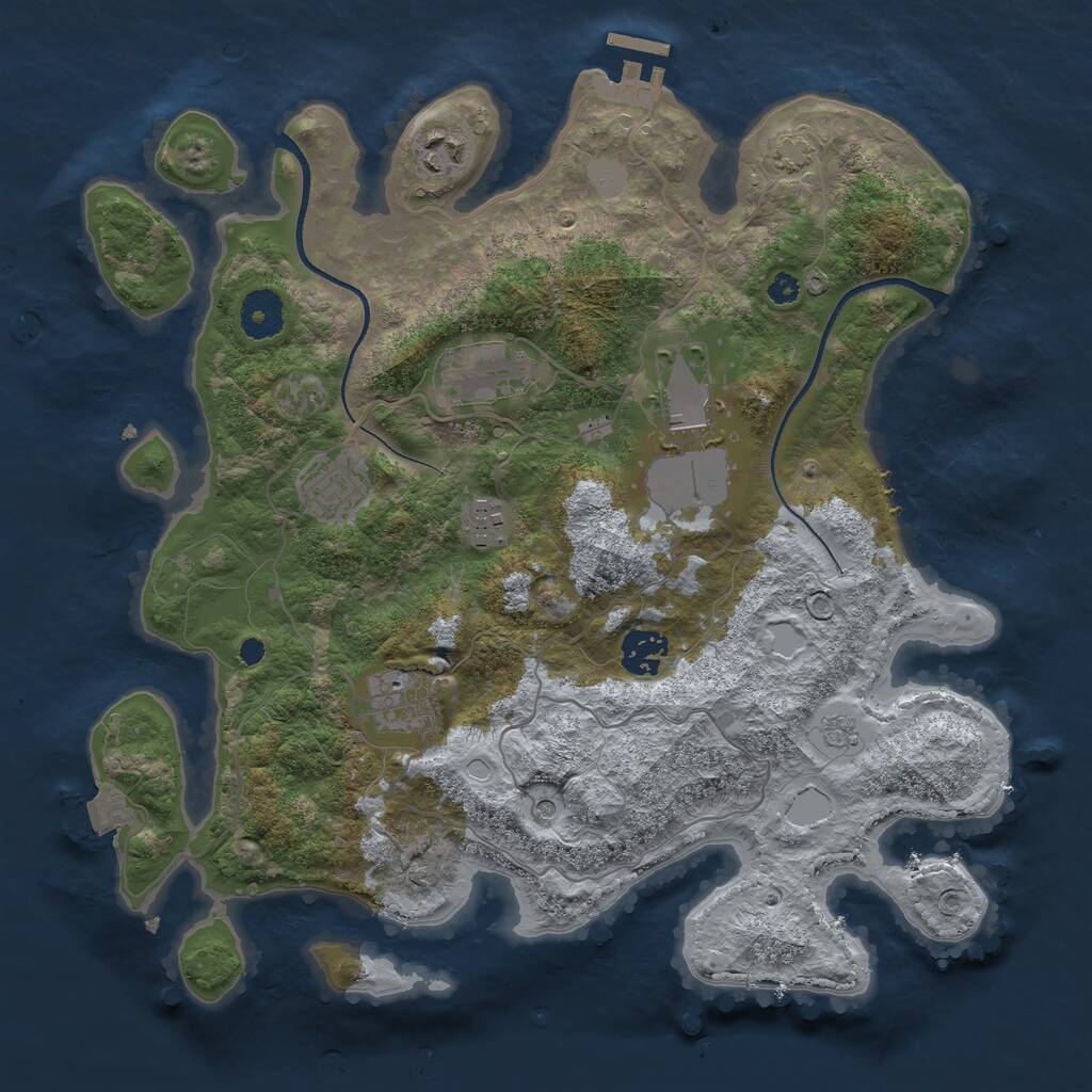 Rust Map: Procedural Map, Size: 3500, Seed: 102426978, 12 Monuments