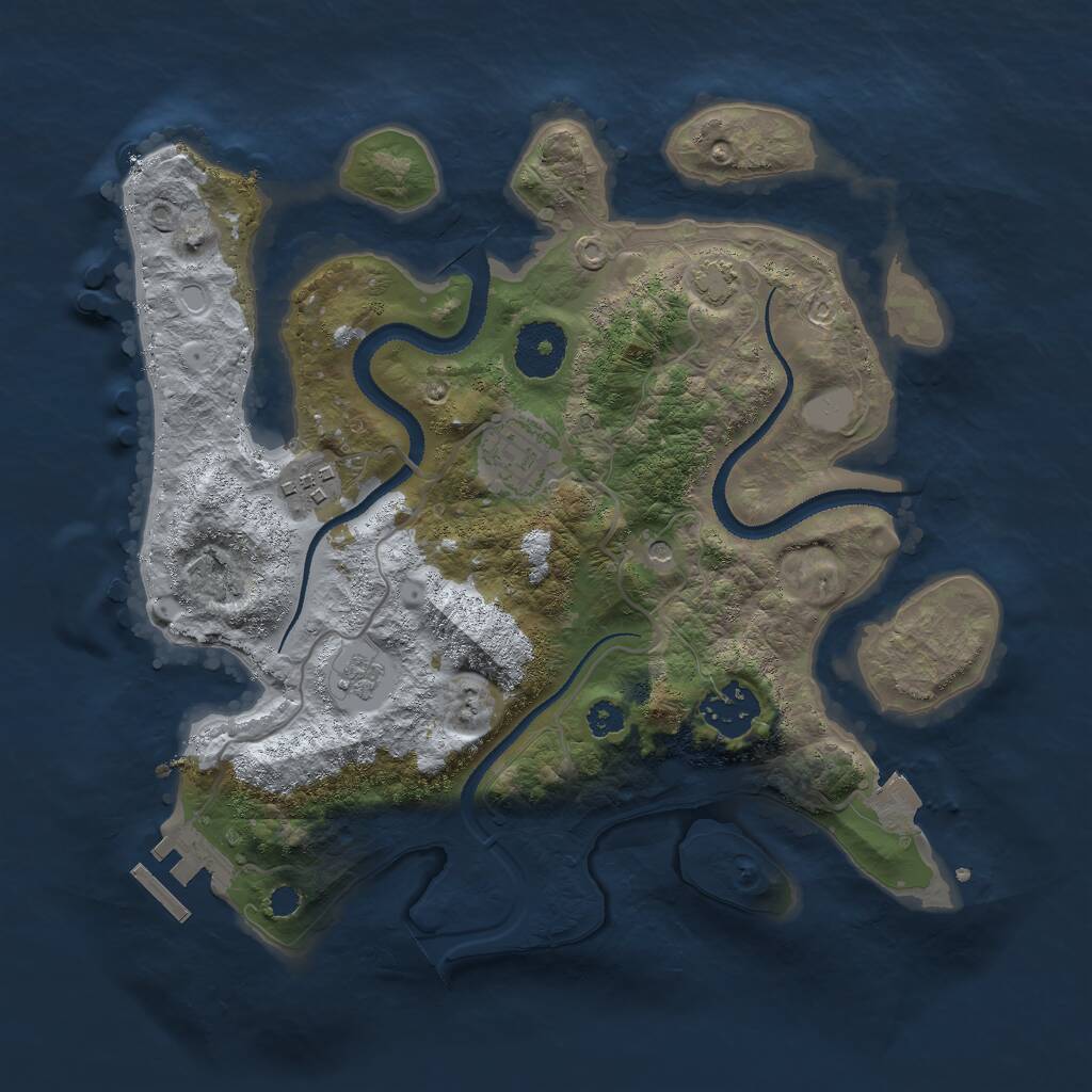 Rust Map: Procedural Map, Size: 3000, Seed: 27737, 8 Monuments