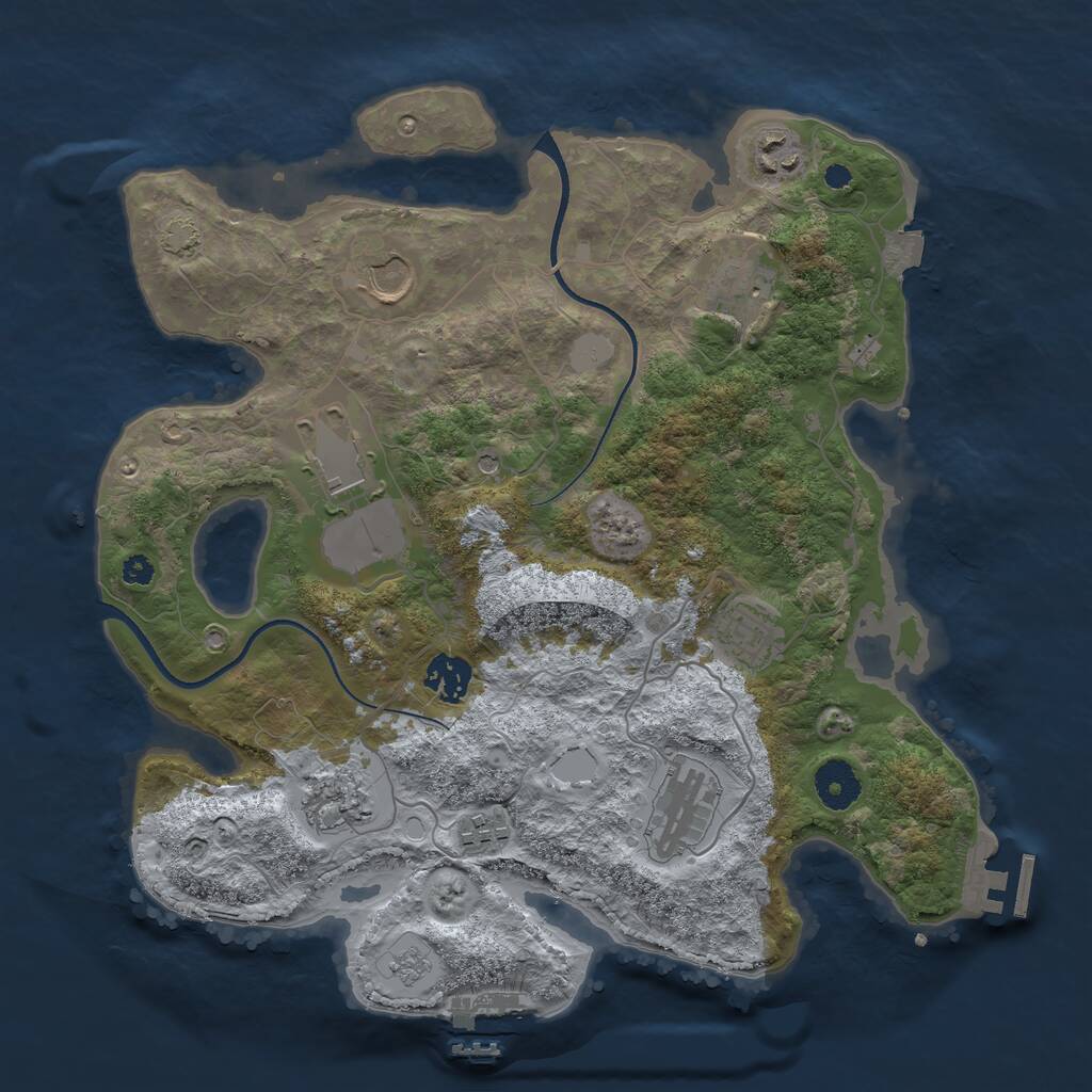 Rust Map: Procedural Map, Size: 3500, Seed: 1254875, 15 Monuments