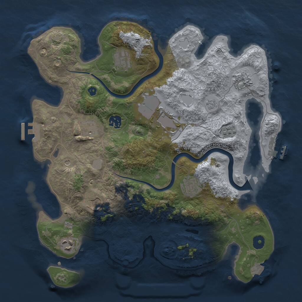 Rust Map: Procedural Map, Size: 3500, Seed: 2314245, 15 Monuments