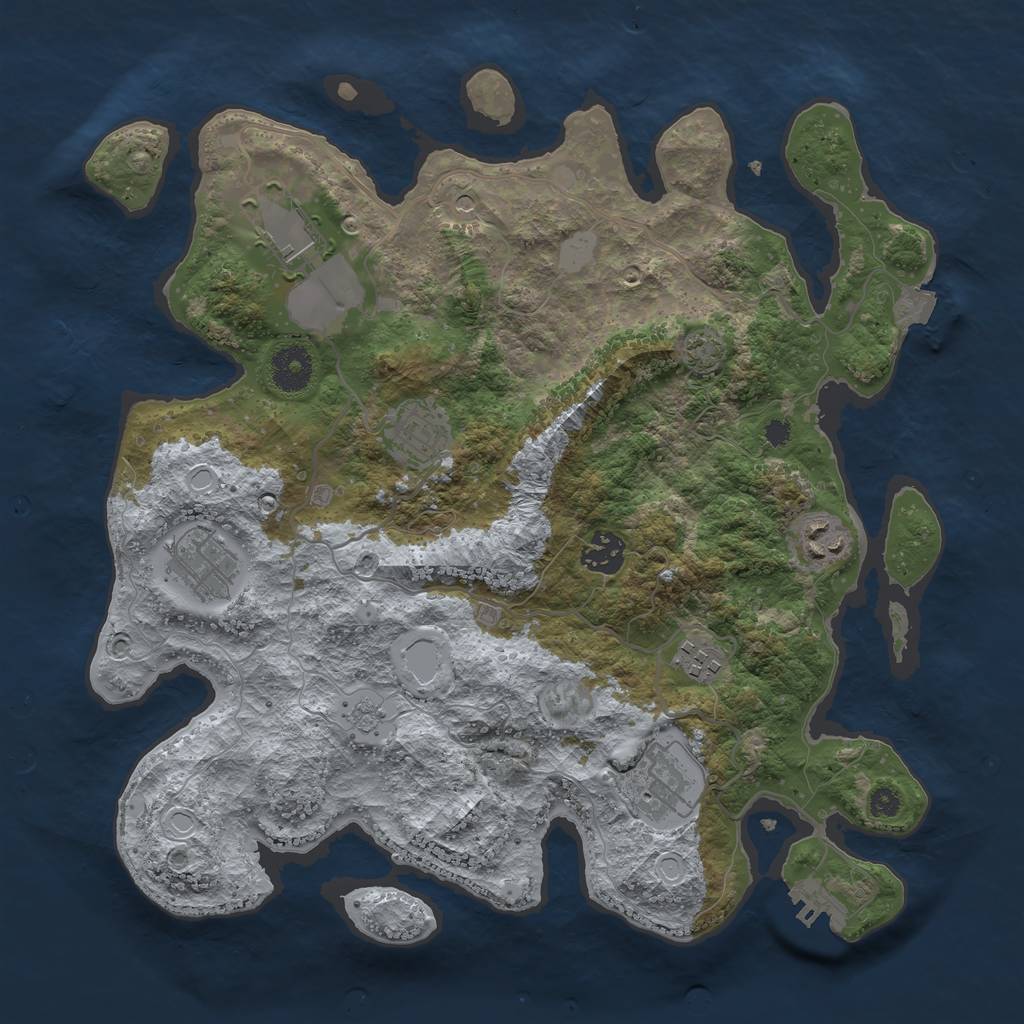 Rust Map: Procedural Map, Size: 3500, Seed: 1905683327, 14 Monuments