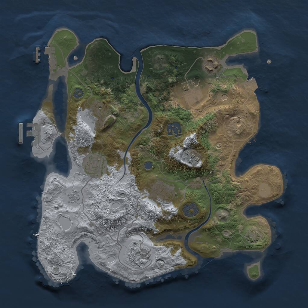 Rust Map: Procedural Map, Size: 3000, Seed: 118447749, 16 Monuments