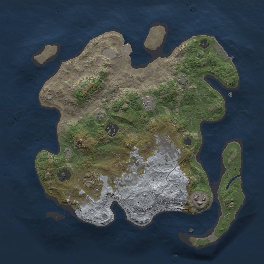 Rust Map: Procedural Map, Size: 3000, Seed: 1893291346, 11 Monuments