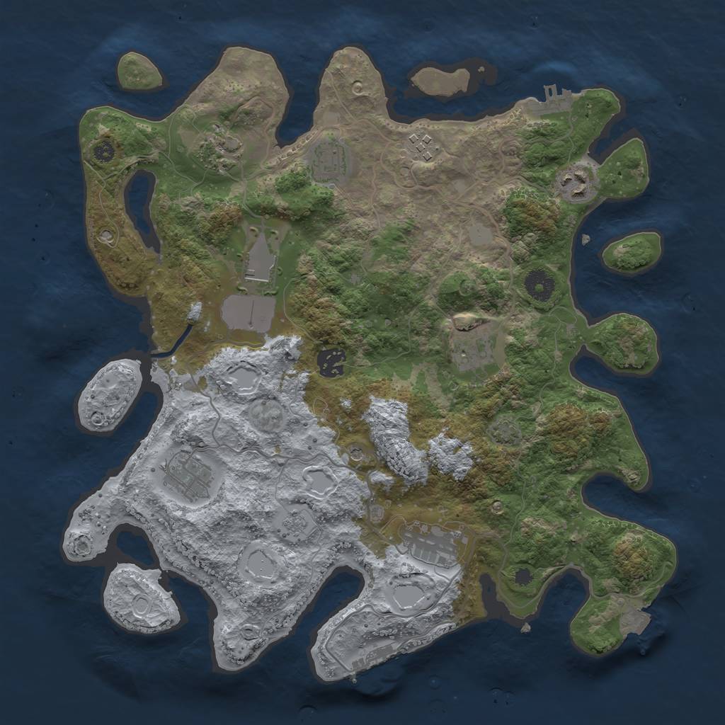 Rust Map: Procedural Map, Size: 3600, Seed: 38938271, 17 Monuments