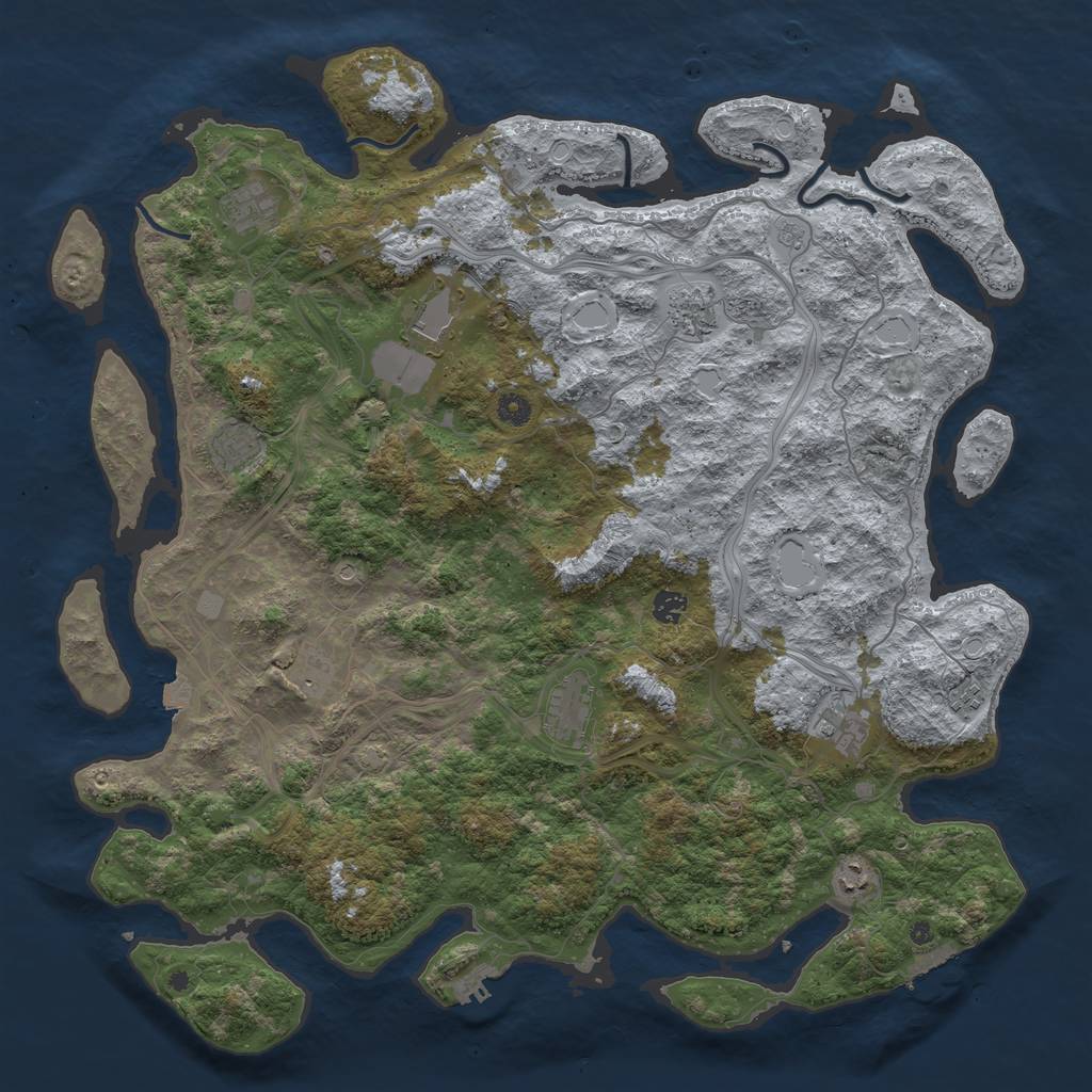 Rust Map: Procedural Map, Size: 4800, Seed: 1570379762, 18 Monuments
