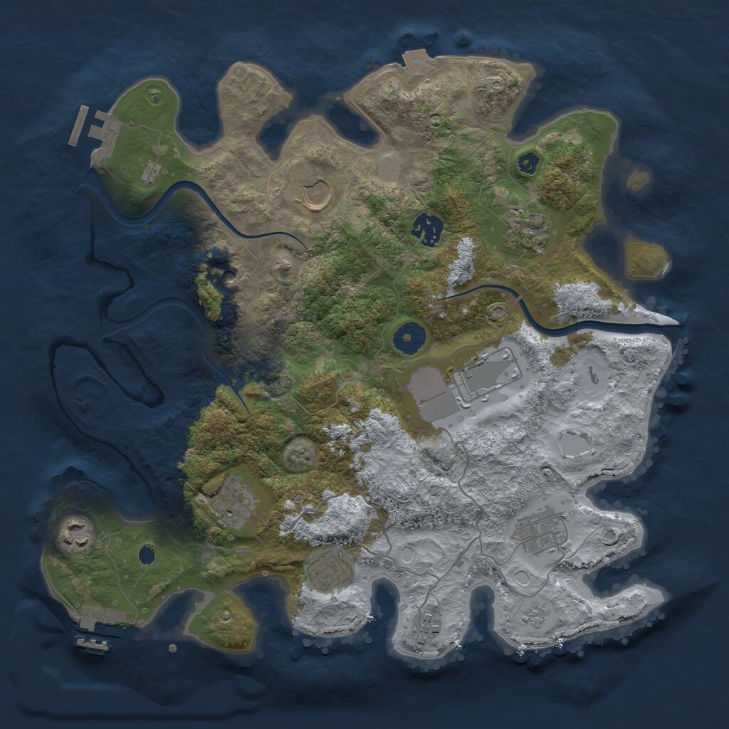Rust Map: Procedural Map, Size: 3500, Seed: 147304078, 15 Monuments