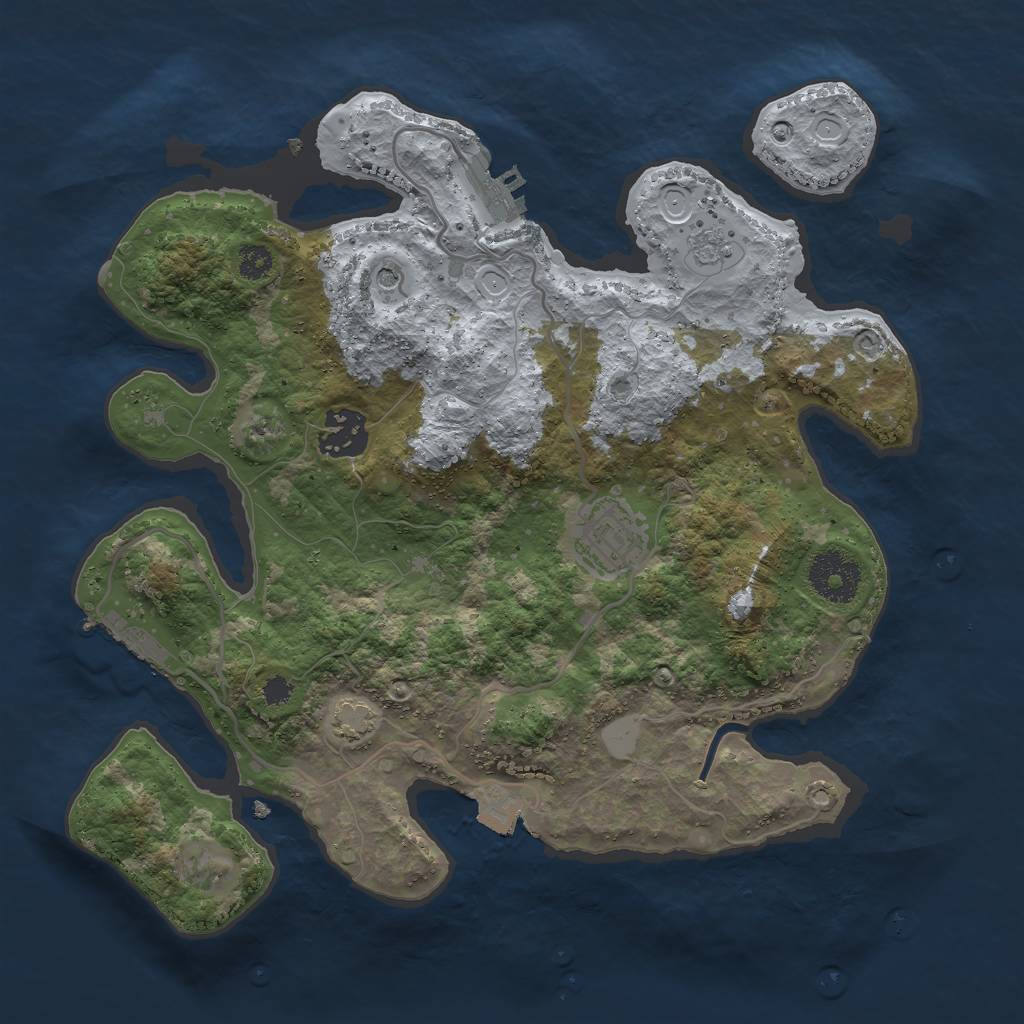 Rust Map: Procedural Map, Size: 3000, Seed: 419786, 10 Monuments