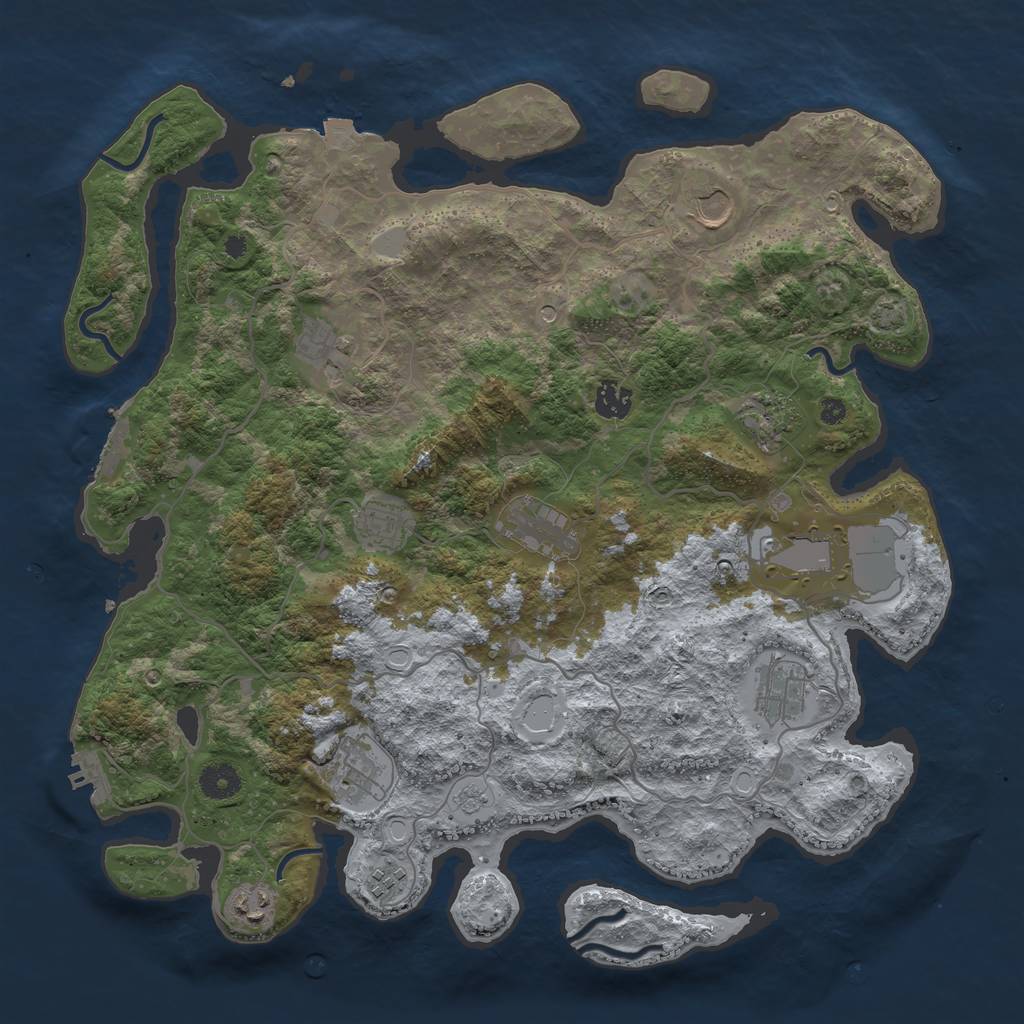 Rust Map: Procedural Map, Size: 4000, Seed: 45645652, 19 Monuments