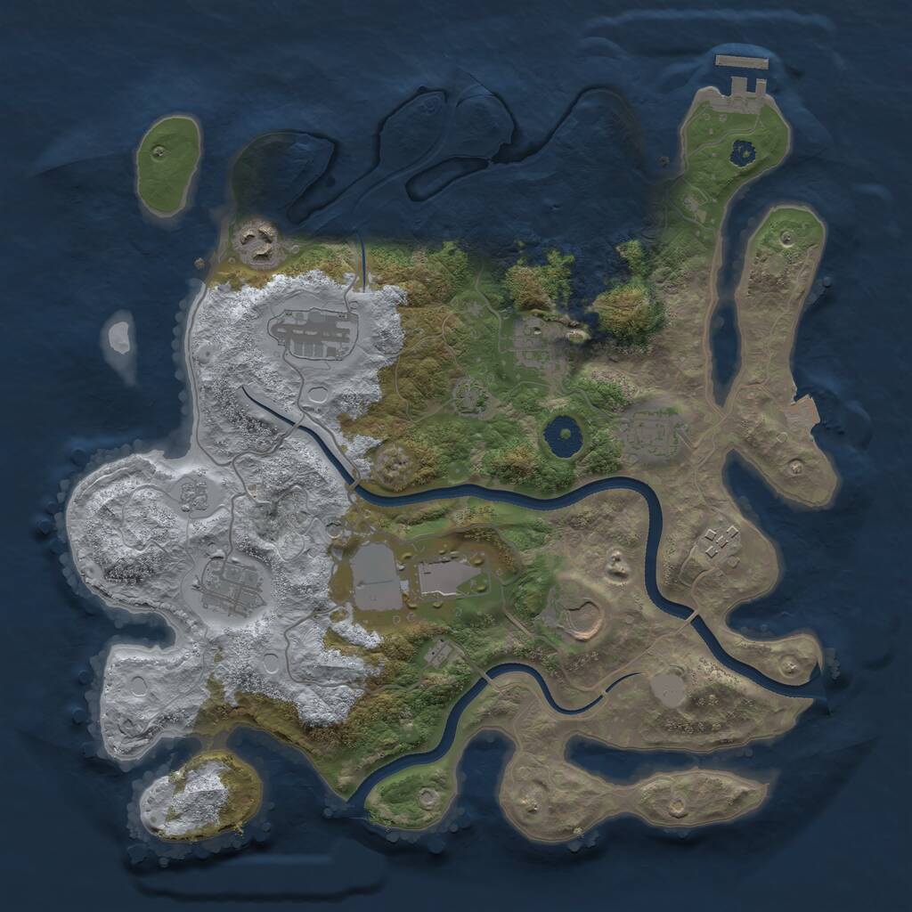 Rust Map: Procedural Map, Size: 3500, Seed: 871064771, 13 Monuments