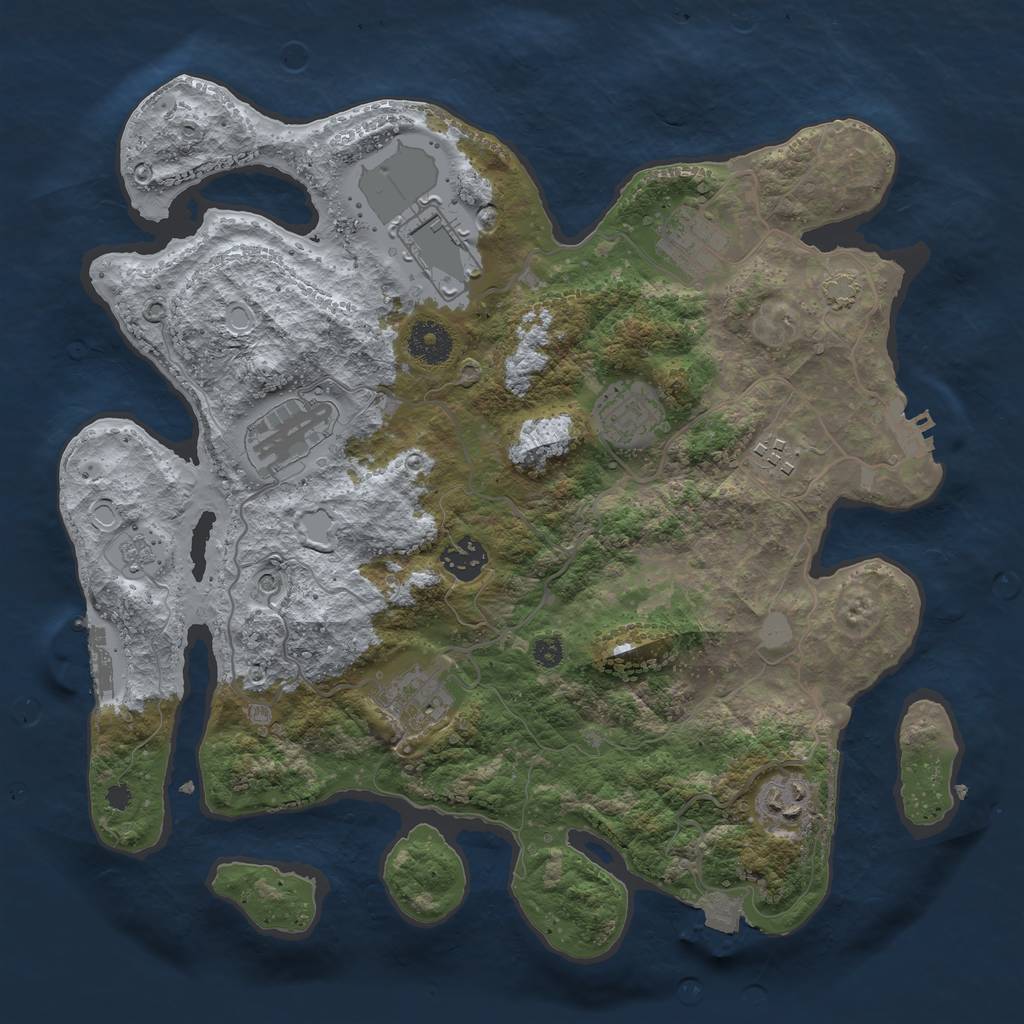 Rust Map: Procedural Map, Size: 3500, Seed: 856241, 16 Monuments