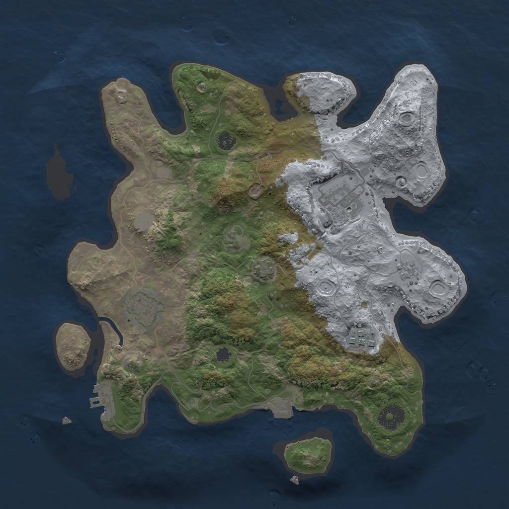 Rust Map: Procedural Map, Size: 3000, Seed: 29977804, 9 Monuments