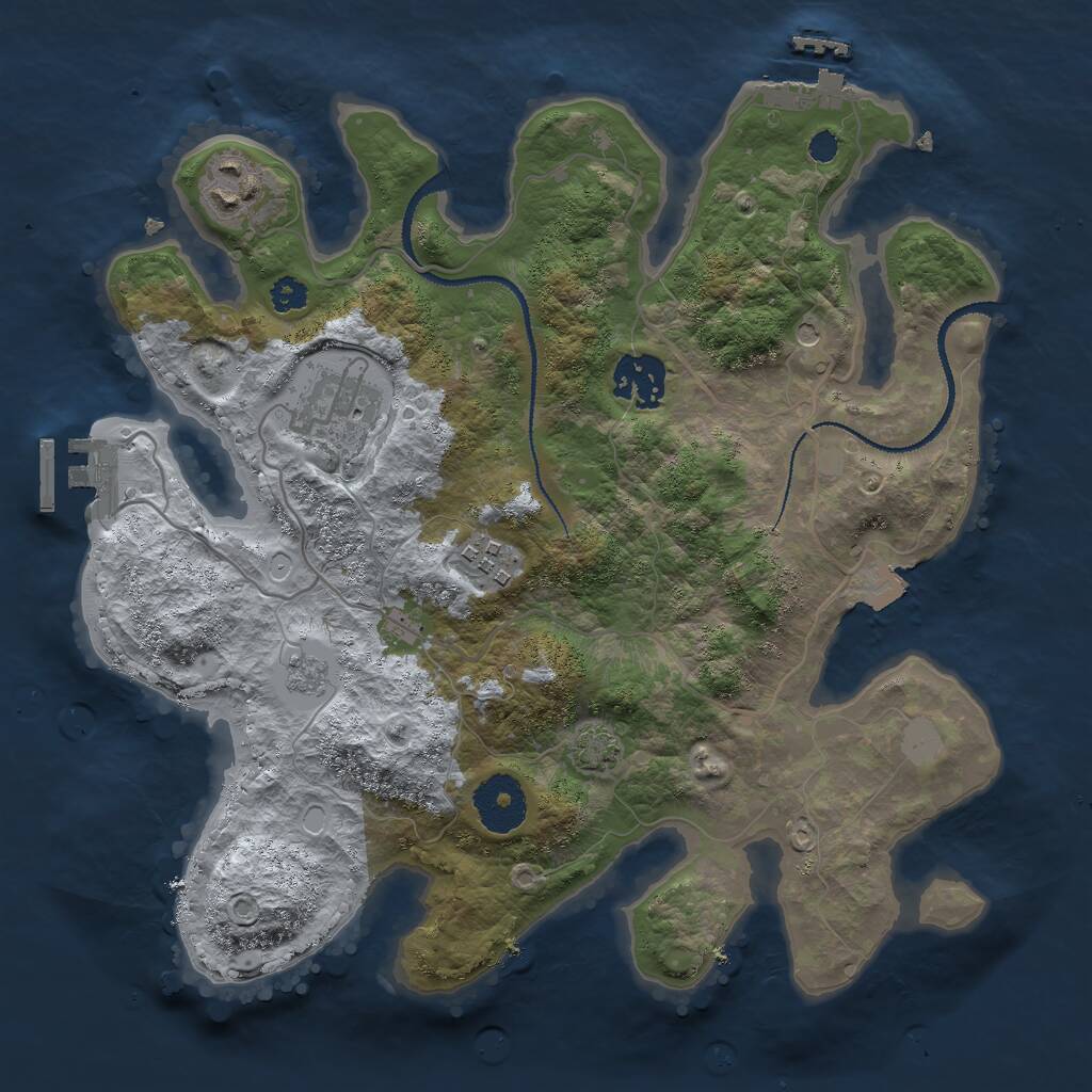 Rust Map: Procedural Map, Size: 3000, Seed: 102067677, 10 Monuments