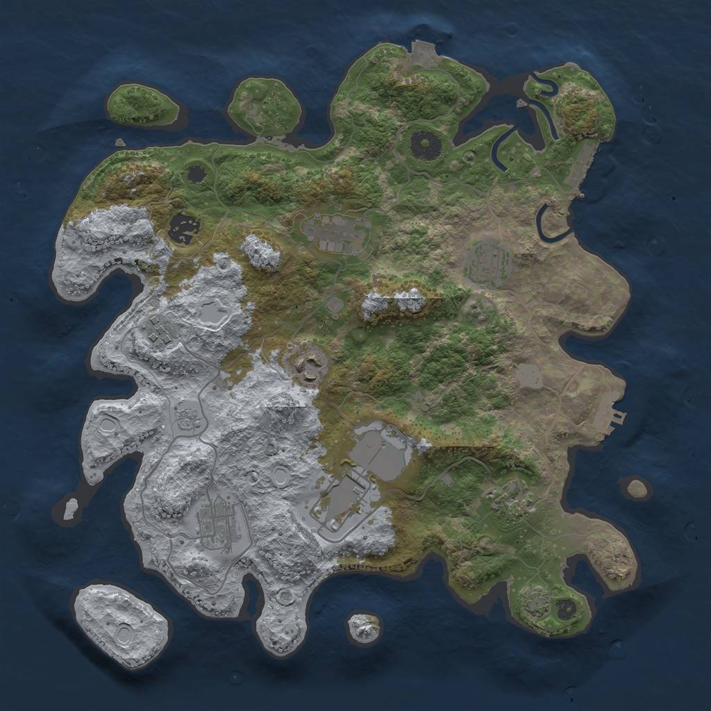 Rust Map: Procedural Map, Size: 3500, Seed: 691078355, 15 Monuments