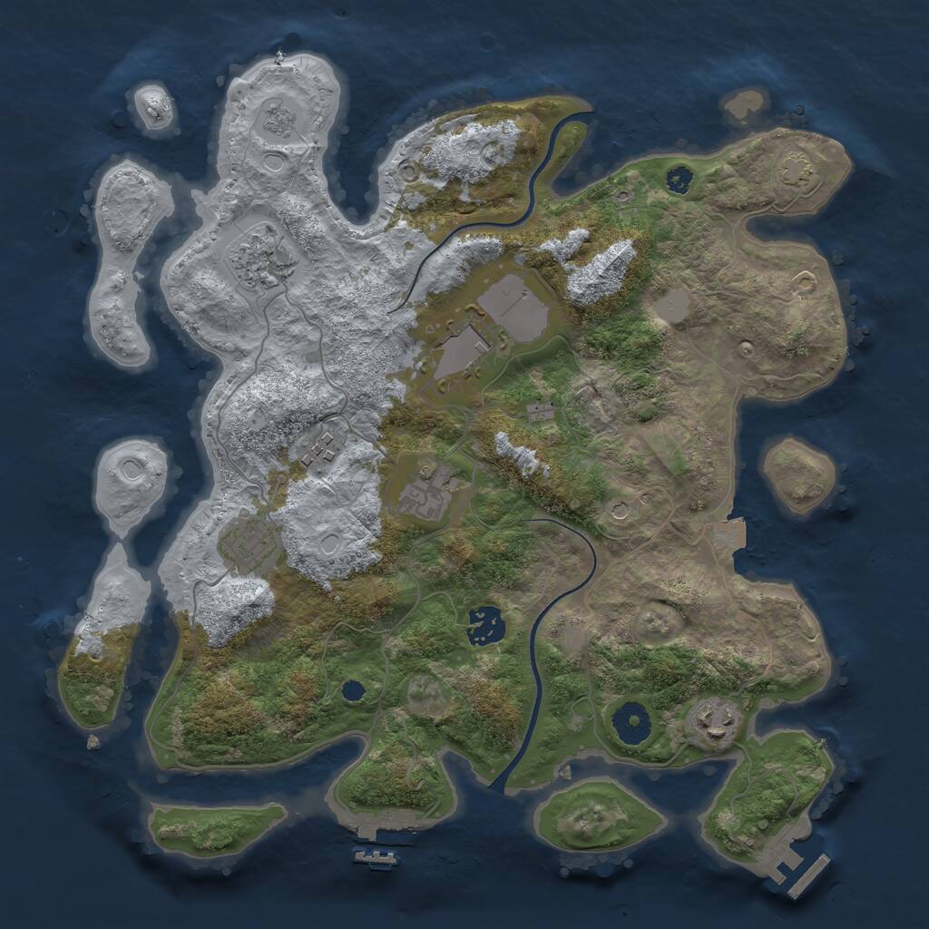 Rust Map: Procedural Map, Size: 3500, Seed: 265323170, 13 Monuments