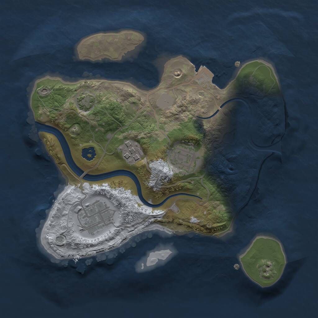 Rust Map: Procedural Map, Size: 2250, Seed: 3984912, 5 Monuments