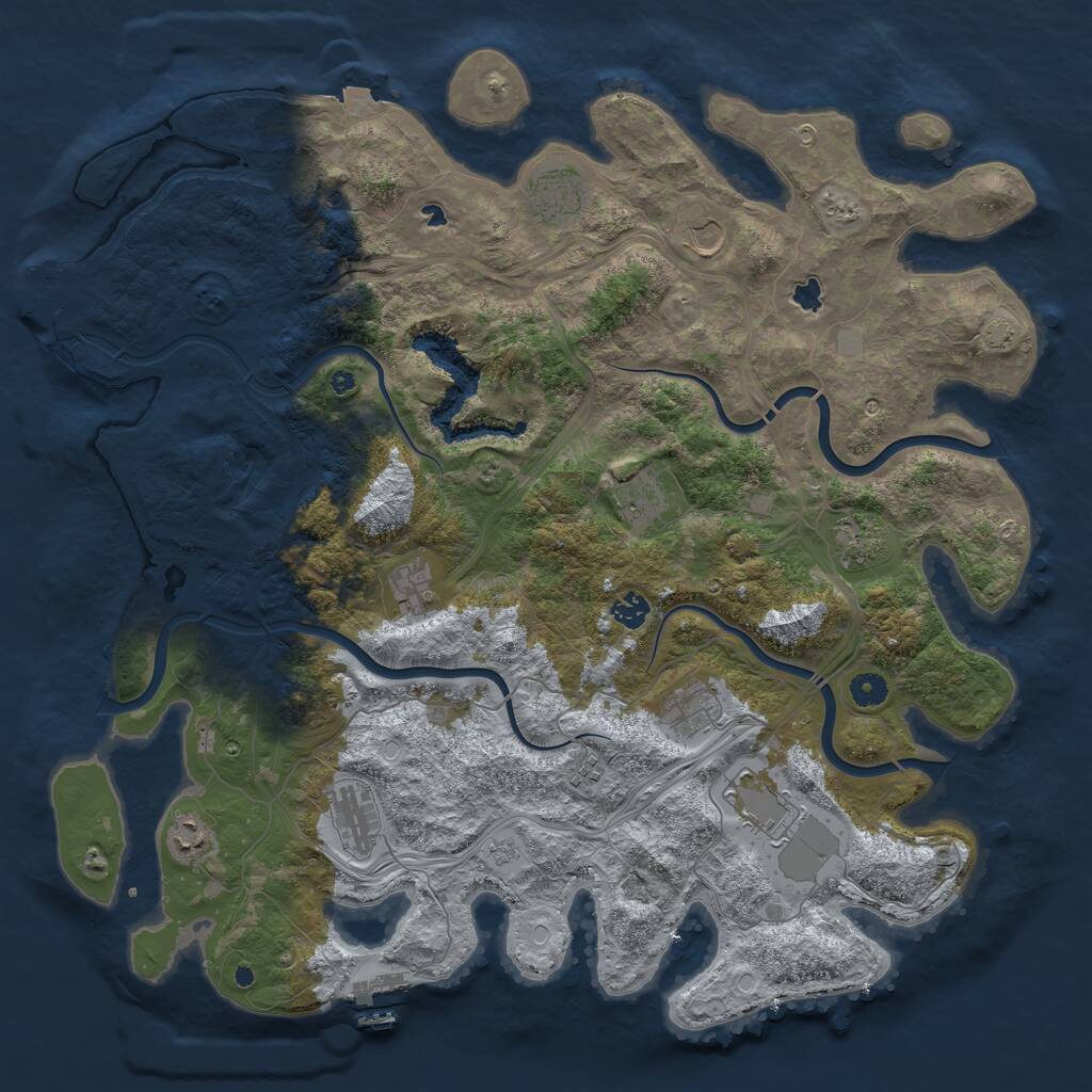 Rust Map: Procedural Map, Size: 4600, Seed: 7099060, 17 Monuments