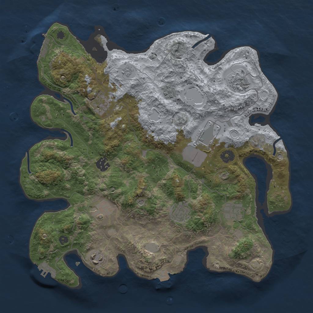 Rust Map: Procedural Map, Size: 3500, Seed: 283704069, 17 Monuments