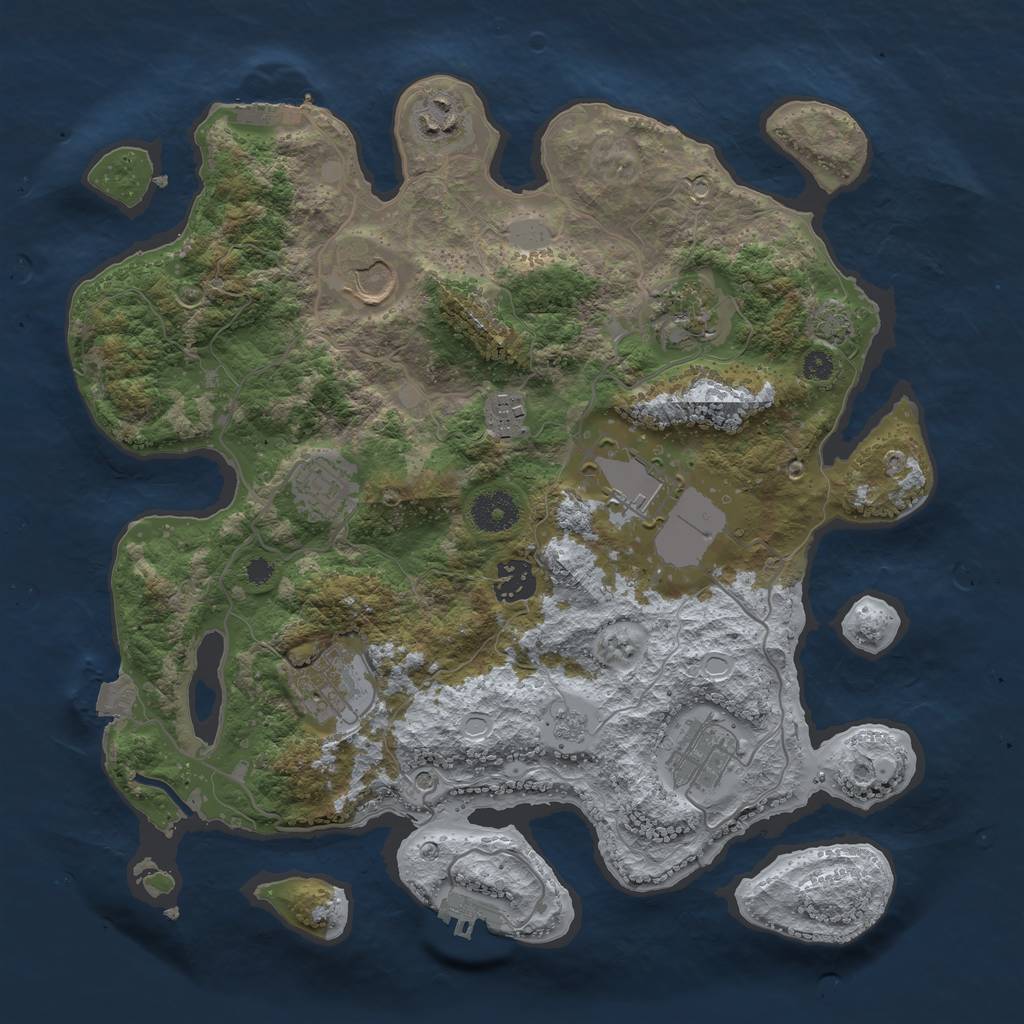 Rust Map: Procedural Map, Size: 3500, Seed: 890834226, 17 Monuments