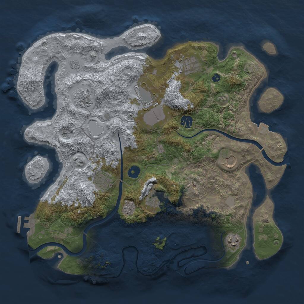 Rust Map: Procedural Map, Size: 3700, Seed: 1030374326, 14 Monuments